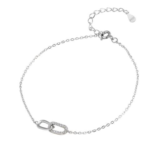 Sterling Silber Armbänder, 925 Sterling Silber, mit Verlängerungskettchen von 3CM, Micro pave Zirkonia & für Frau, keine, Länge ca. 16 cm, verkauft von PC