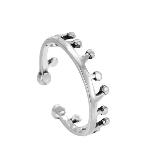 Sterling Silber Schmuck Fingerring, 925 Sterling Silber, Krone, für Frau, Silberfarbe, verkauft von PC