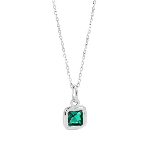 Cubic Zircon Micro bana Sterling Silver Halsband, 925 Sterling Silver, med 5CM extender kedja, micro bana cubic zirconia & för kvinna, silver, Längd Ca 40 cm, Säljs av PC