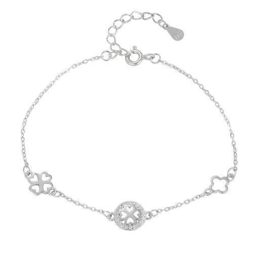 Sterling Silber Armbänder, 925 Sterling Silber, mit Verlängerungskettchen von 3CM, Micro pave Zirkonia & für Frau, Silberfarbe, Länge ca. 16 cm, verkauft von PC