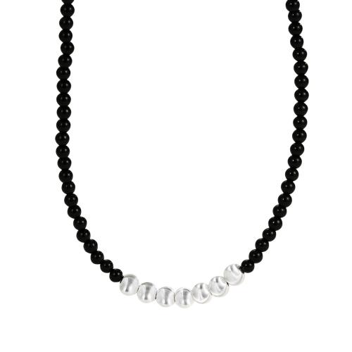 925 Sterling Silver Necklaces with Black Agate with 5CM extender chain & for woman silver color Length Approx 38 cm Sold By PC