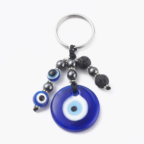 Stainless Steel Key Clasp 304 Stainless Steel with Gemstone & Resin random style & portable & multifunctional blue 80mm Sold By Bag