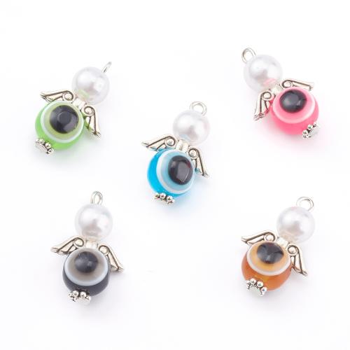 Evil Eye Pendants Zinc Alloy with Resin & Plastic Pearl random style & DIY mixed colors Approx Sold By Bag