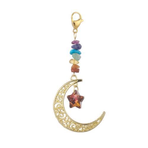 Zinc Alloy Key Clasp with Gemstone random style & DIY & enamel & with rhinestone golden Sold By Bag