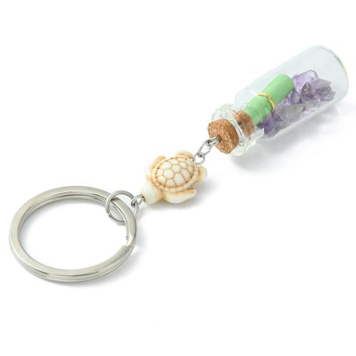 Zinc Alloy Key Clasp with Gemstone & Glass random style & DIY mixed colors Sold By PC