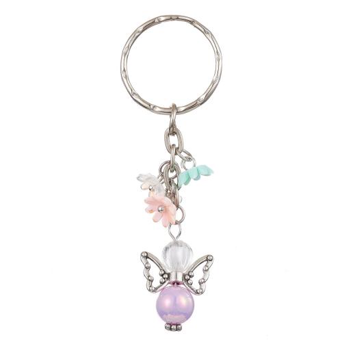 Zinc Alloy Key Clasp with Acrylic random style & portable & multifunctional mixed colors 78mm Sold By PC