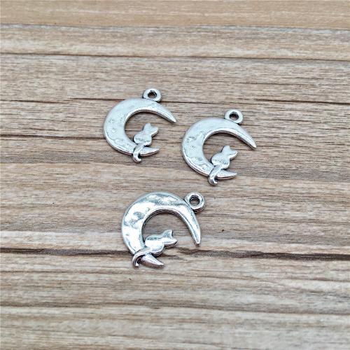 Zinc Alloy Moon Pendants antique silver color plated DIY Sold By Bag