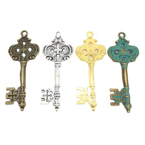 Zinc Alloy Key riipukset, Sinkkiseos, Avain, päällystetty, tee-se-itse, enemmän värejä valinta, 51x20mm, 100PC/laukku, Myymät laukku