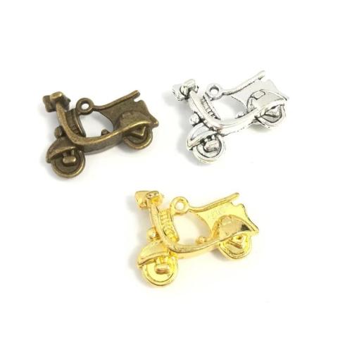 Køretøj Shaped Zinc Alloy Pendler, Motorcykel, forgyldt, du kan DIY, flere farver til valg, 18x23x7mm, 100pc'er/Bag, Solgt af Bag