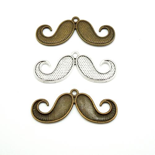 Sinc Alloy Pendants, Mustache, plátáilte, DIY, dathanna níos mó le haghaidh rogha, 19x45x2mm, 100ríomhairí pearsanta/Mála, Díolta De réir Mála