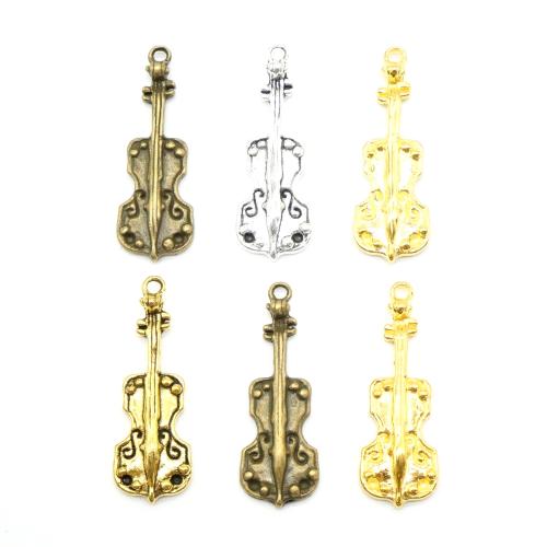 Musical Instrument Shaped Zinc Alloy Pendler, Guitar, forgyldt, du kan DIY, flere farver til valg, 11x32mm, 100pc'er/Bag, Solgt af Bag