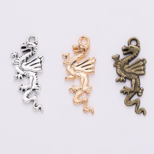 Sinc Alloy Pendants Ainmhithe, Dragon, plátáilte, DIY, dathanna níos mó le haghaidh rogha, 27x11x2mm, 100ríomhairí pearsanta/Mála, Díolta De réir Mála