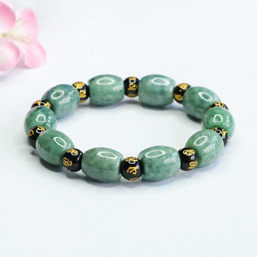 jade bracelet, style folk & unisexe, beads length 12mm, Longueur Environ 6-8 pouce, Vendu par PC