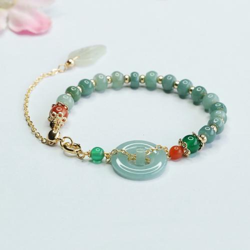 jade bracelet, avec alliage de zinc, style folk & pour femme, beads length 5mm, Longueur Environ 6-8 pouce, Vendu par PC