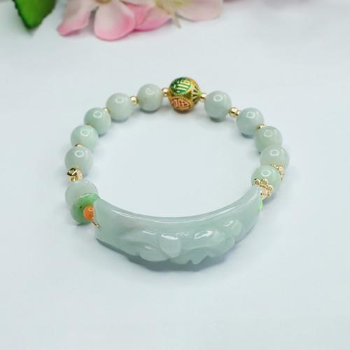 jade bracelet, avec alliage de zinc, bête sauvage Fabuleuse, gravé, style folk & pour femme & émail, beads length 8mm, Longueur Environ 6-8 pouce, Vendu par PC