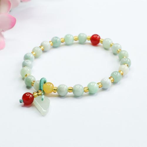 jade bracelet, avec agate rouge, fait à la main, style folk & pour femme, grade A, beads length 6mm, Longueur Environ 6-8 pouce, Vendu par PC