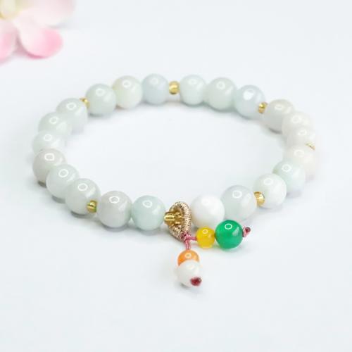 翡翠 ブレスレット, 民俗様式 & ユニセックス, グレードA, beads length 7-8mm, 長さ 約 6-8 インチ, 売り手 パソコン