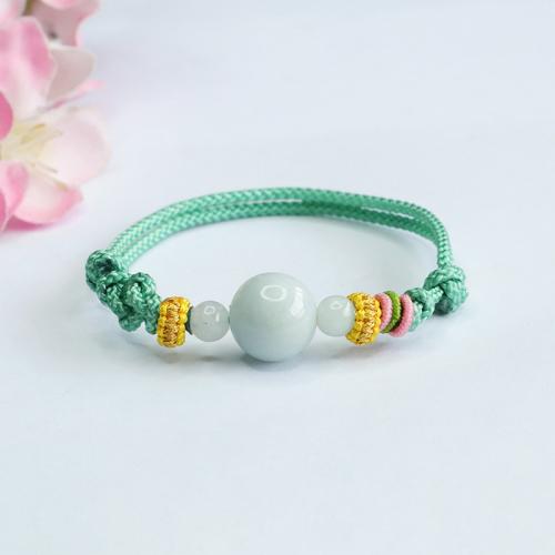 Jadeite Bracelet with Polyester Cord handmade folk style & Unisex Length Approx 6-8 Inch Sold By PC