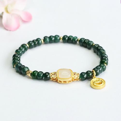 jade bracelet, avec alliage de zinc, dragon, style folk & pour femme, beads length 5mm, Longueur Environ 6-8 pouce, Vendu par PC