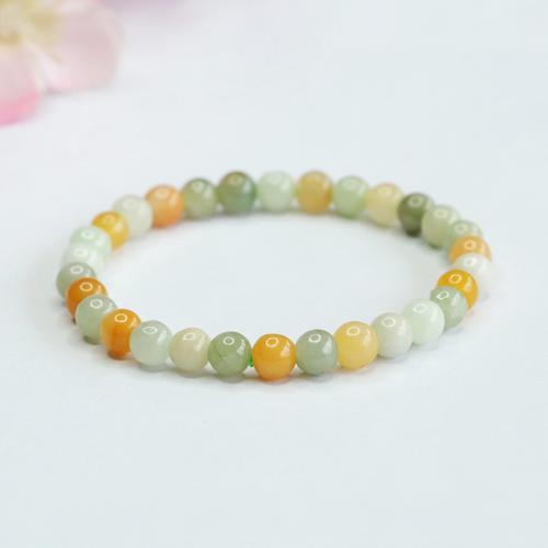 翡翠 ブレスレット, ラウンド形, 民俗様式 & 女性用, グレードA, beads length 6mm, 長さ 約 6-8 インチ, 売り手 パソコン