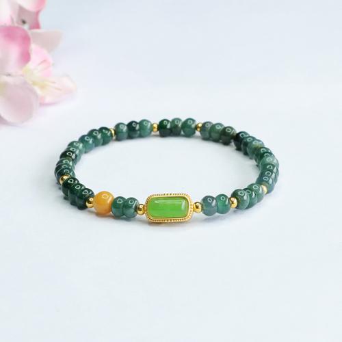 jade bracelet, avec alliage de zinc, style folk & pour femme, beads length 5mm, Longueur Environ 6-8 pouce, Vendu par PC