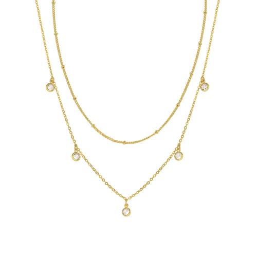 Colar de jóias de aço inoxidável, Aço inoxidável 304, with 5cm extender chain, 18K banhado a ouro, joias de moda & para mulher & com strass, dourado, comprimento 38 cm, 45 cm, vendido por PC