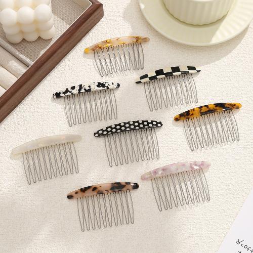 Dekorativní Hair Combs, Acetátový list, s Železo, pro ženy, více barev na výběr, 80x42mm, Prodáno By PC