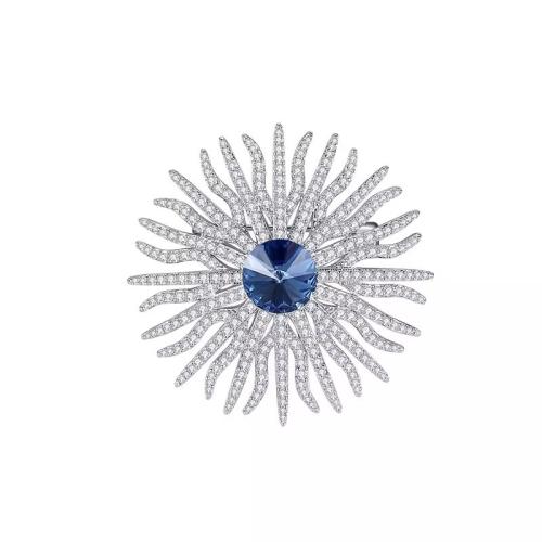 Zinklegering broches, Zinc Alloy, met Kristal, voor vrouw & met strass, meer kleuren voor de keuze, 45x45mm, Verkocht door PC