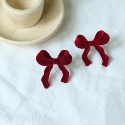 Earring Jewelry Flocking Fabric Bowknot fashion jewelry & for woman Sold By Pair