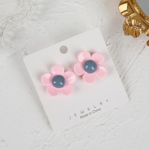 Resin Earring Flower fashion jewelry & for woman 29mm Sold By Pair