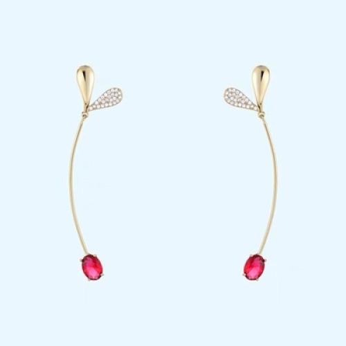 Lo zinco in lega Stud Earring, lega in zinco, gioielli di moda & Micro spianare cubic zirconia & per la donna, 15x63mm, Venduto da coppia