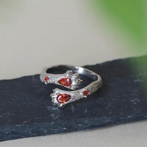 Bague en alliage de zinc, bijoux de mode & pour femme & avec strass, Taille:7, Vendu par PC