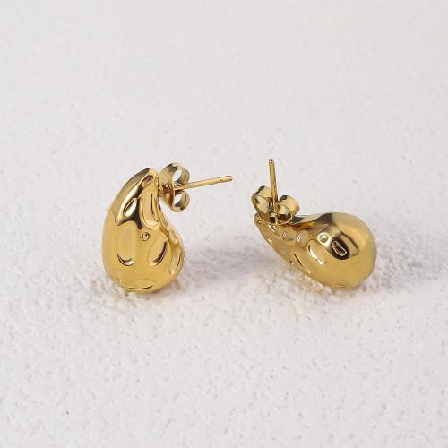 Stainless Steel Stud Earrings 304 Stainless Steel 18K gold plated fashion jewelry & for woman golden Sold By Pair