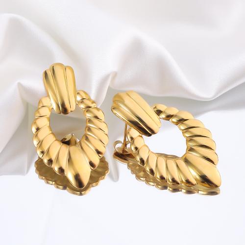 Stainless Steel Stud Earrings 304 Stainless Steel 18K gold plated fashion jewelry & for woman golden Sold By Pair