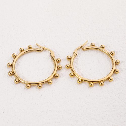 Acier inoxydable Levier Retour Earring, Acier inoxydable 304, Plaqué or 18K, bijoux de mode & pour femme, doré, 34mm, Vendu par paire