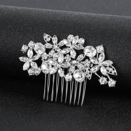 Decorative Hair Combs Zinc Alloy with brass wire & Rhinestone fashion jewelry & for woman Sold By PC