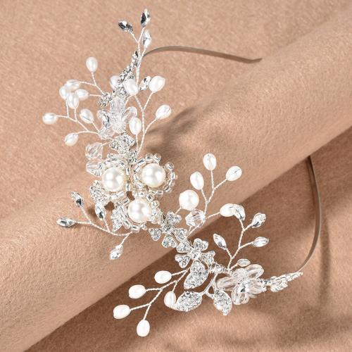 Hair Bands Zinc Alloy with Crystal & Plastic Pearl fashion jewelry & for woman & with rhinestone diameter 120mm height 40mm Sold By PC