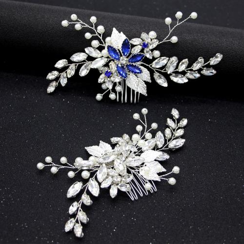 Decorative Hair Combs Zinc Alloy with Plastic Pearl fashion jewelry & for woman & with rhinestone Sold By PC