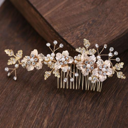 Decorative Hair Combs Zinc Alloy with Plastic Pearl fashion jewelry & for woman & with rhinestone Sold By PC