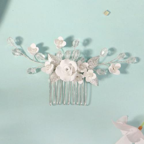 Decorative Hair Combs Zinc Alloy with Polymer Clay & Crystal & Plastic Pearl fashion jewelry & for woman Sold By PC