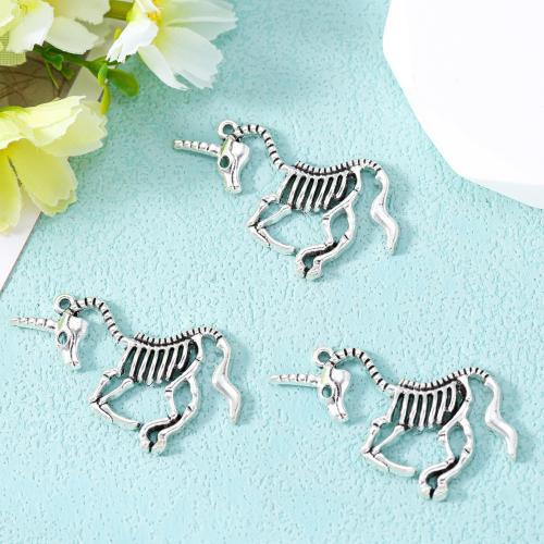 Zinc Alloy Animal Pendants Unicorn antique silver color plated DIY nickel lead & cadmium free Approx Sold By Bag