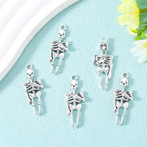 Zinc Alloy Pendants Skeleton antique silver color plated DIY nickel lead & cadmium free Approx Sold By Bag