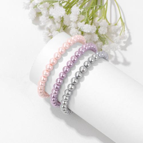 Pulseiras de conchas do mar do Sul, Shell Pearl, Roda, três peças & joias de moda & para mulher, cores misturadas, 6mm, comprimento Aprox 19 cm, vendido por Defina