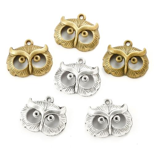 Zinc Alloy Animal Pendler, Owl, forgyldt, du kan DIY, flere farver til valg, nikkel, bly & cadmium fri, 24x21mm, Ca. 100pc'er/Bag, Solgt af Bag