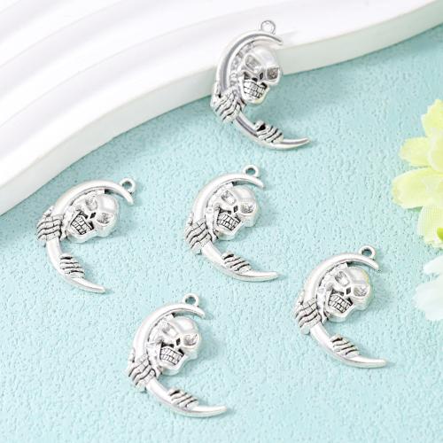 Zinc Alloy Moon Pendants antique silver color plated DIY Approx Sold By Bag