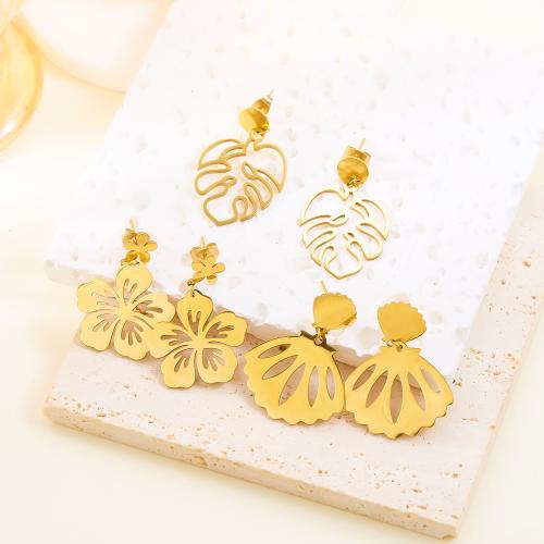 Stainless Steel Drop Earring 304 Stainless Steel gold color plated & for woman Sold By Pair