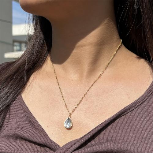 Stainless Steel Jewelry Necklace 304 Stainless Steel with Glass Teardrop plated for woman Sold By PC