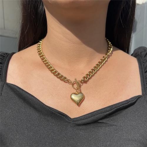 Stainless Steel Jewelry Necklace 304 Stainless Steel Heart plated & for woman Sold By PC