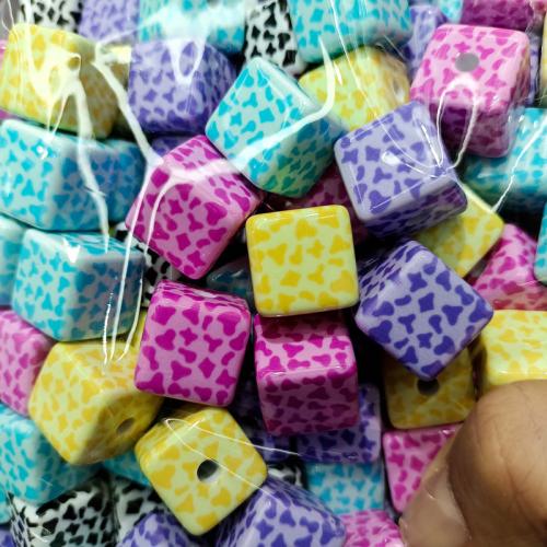 Acrylic Jewelry Beads Square DIY 16mm Sold By Bag