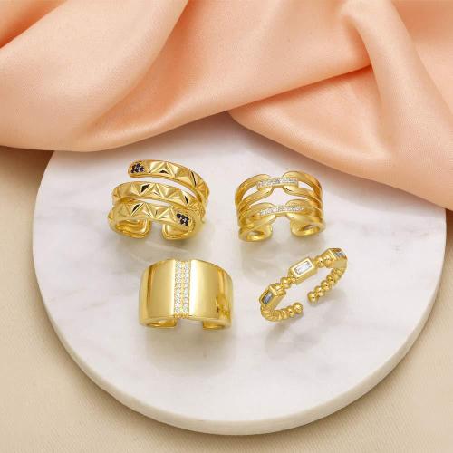 Cúbicos Circonia Micro Pave anillo de latón, metal, chapado en color dorado, Joyería & diferentes patrones para la opción & micro arcilla de zirconia cúbica, dorado, libre de níquel, plomo & cadmio, Vendido por UD